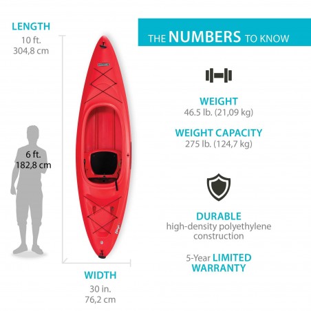 Lifetime Charger 100 Sit-In 10 ft Kayak w/ Paddle - Red (90963)