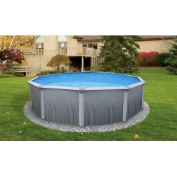 Blue Wave Martinique 24-ft Round 52-in Deep 7-in Top Rail Metal Wall Swimming Pool Package (NB3115)