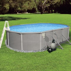 Blue Wave Belize 15-ft x 30-ft Oval 52-in Deep 6-in Top Rail Swimming Pool Package (NB3044)