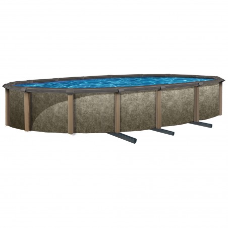 Blue Wave Riviera 15-ft x 30-ft Oval 54-in Deep 8-in Top Rail Metal Wall Swimming Pool Package (NB3624)