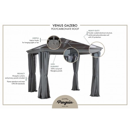 Gazebo Penguin Venus - Gazebo 10x14 Polycarbonate Roof - Brown (43204-22) Gazebo Penguin Venus - Gazebo 10x14 Polycarbonate Roof - Brown (43204-22)