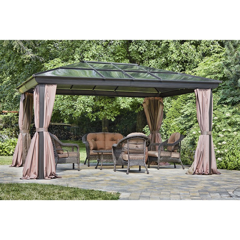 Gazebo Penguin Venus - Gazebo 12x14 Polycarbonate Roof - Brown (43224-22)