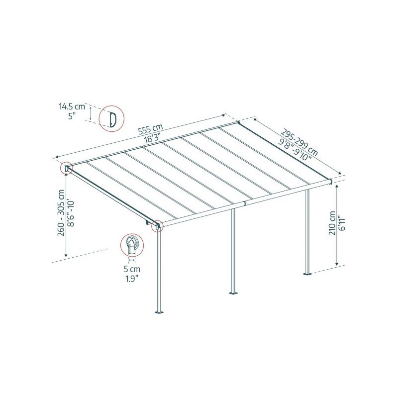 Palram - Canopia 10x18 Sierra Patio Cover - Gray/Gray (HG9078)