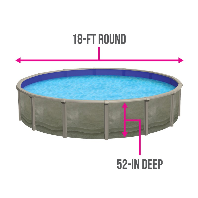 Trinity 18ft Round 52in Deep Steel Wall Pool Package with 7in Top Rail