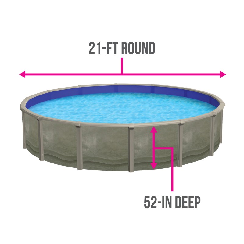 Blue Wave Trinity 21-ft Round 52-in Deep Steel Wall Pool Package with 7-in Top Rail (NB19912)