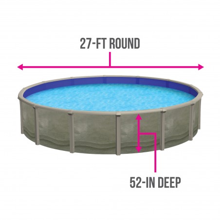 Blue Wave Trinity 27-ft Round 52-in Deep Steel Wall Pool Package with 7-in Top Rail (NB19914)