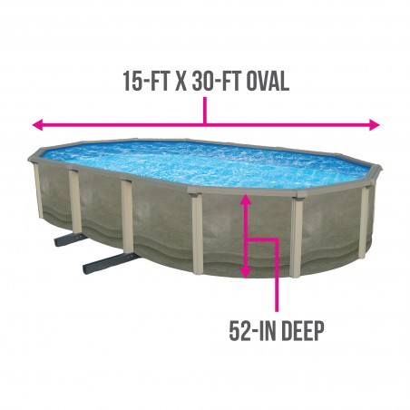 Blue Wave Trinity 15-ft x 30-ft Oval 52-in Deep 7-in Top Rail Steel Wall Swimming Pool Package (NB19915)