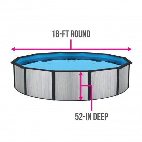 Blue Wave Savannah 18-ft Round 52-in Deep Hybrid Pool Package with 8-in Top Rail (NB19917)