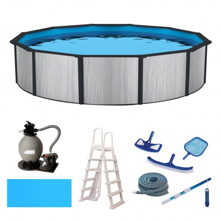 Blue Wave Savannah 18-ft Round 52-in Deep Hybrid Pool Package with 8-in Top Rail (NB19917)