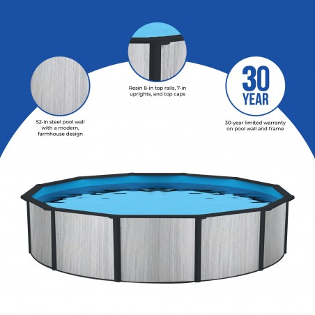 Blue Wave Savannah 24-ft Round 52-in Deep Hybrid Pool Package with 8-in Top Rail (NB19918) Blue Wave Savannah 24-ft Round 52-in Deep Hybrid Pool Package with 8-in Top Rail (NB19918)