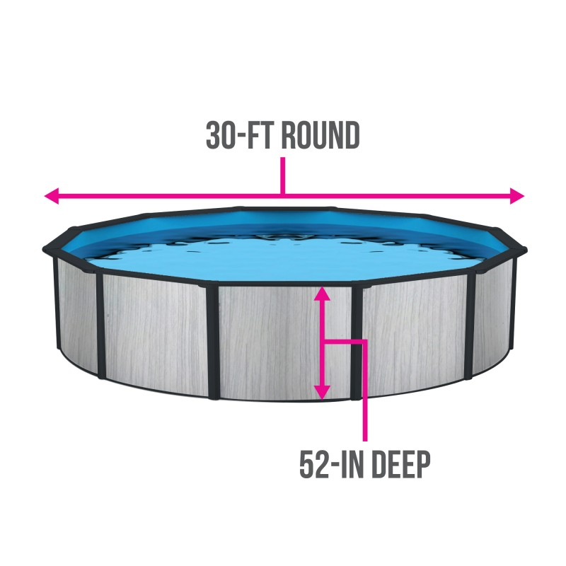 Blue Wave Savannah 30-ft Round 52-in Deep Hybrid Pool Package with 8-in Top Rail (NB19919)
