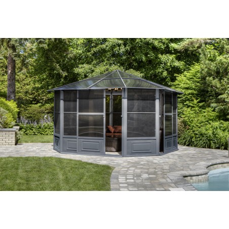 Gazebo Penguin Florence - Solarium 12x12 Polycarbonate Roof  - Gray (41212-32)