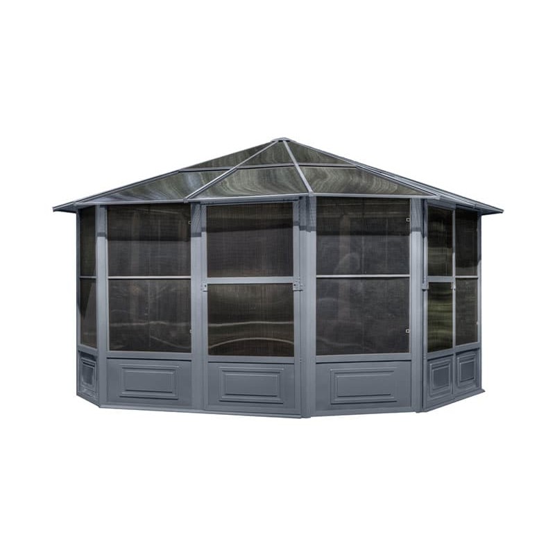Gazebo Penguin Florence - Solarium 12x12 Polycarbonate Roof  - Gray (41212-32)