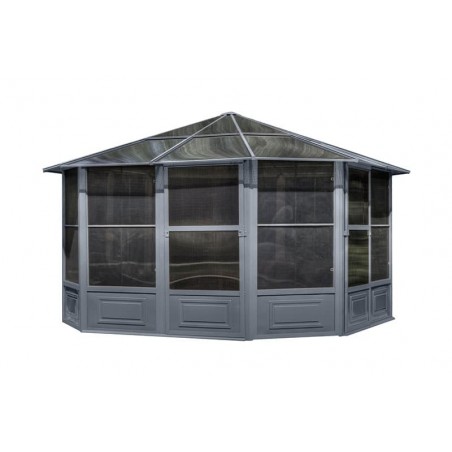 Gazebo Penguin Florence - Solarium 12x12 Polycarbonate Roof  - Gray (41212-32)