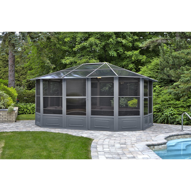 Gazebo Penguin Florence - Solarium 12x15 Polycarbonate Roof  - Gray (41215-32)