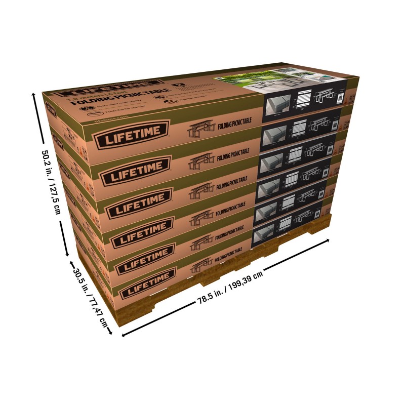 Lifetime 6-PACK Craftsman Folding 6-Foot Picnic Tables (60398)