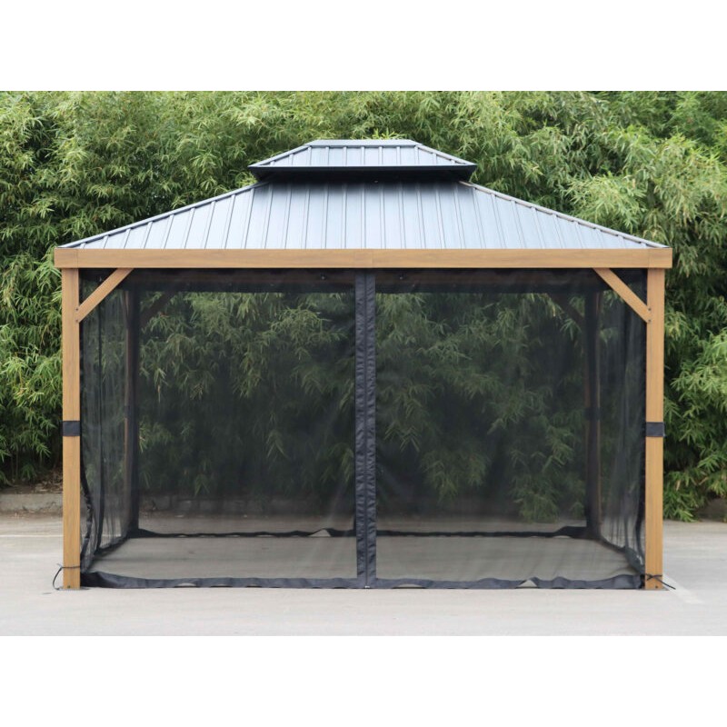 Gazebo Penguin Yosemite 10x12 Gazebo Aluminum Frame Wood Finish (41012MR-62)