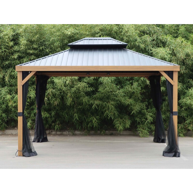 Gazebo Penguin Yosemite 10x12 Gazebo Aluminum Frame Wood Finish (41012MR-62)
