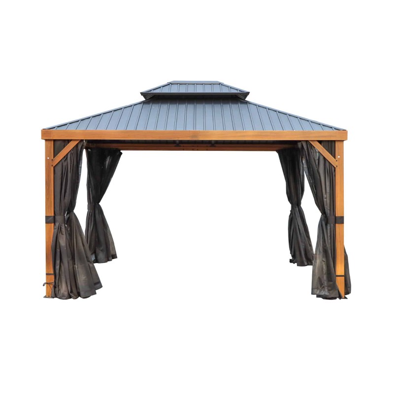 Gazebo Penguin Yosemite 10x12 Gazebo Aluminum Frame Wood Finish (41012MR-62)