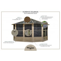 Gazebo Penguin Florence - Solarium 12x18 Polycarbonate Roof - Sand (41218-12)