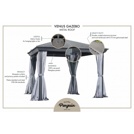 Gazebo Penguin Venus - Gazebo 10x10 Metal Roof - Gray (43200MR-32)