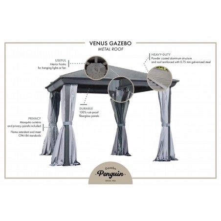 Gazebo Penguin Venus - Gazebo 12x16 Metal Roof - Brown (43226MR-22) Gazebo Penguin Venus - Gazebo 12x16 Metal Roof - Brown (43226MR-22)