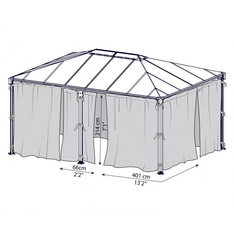 Palram - Canopia Martinique 5000/Milano 4300 Gazebo Netting Set - Gray (HG1069)