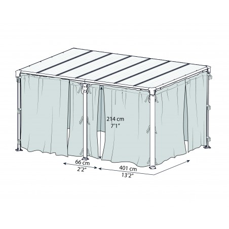 Palram - Canopia Martinique 5000/Milano 4300 Gazebo Netting Set - Gray (HG1069)