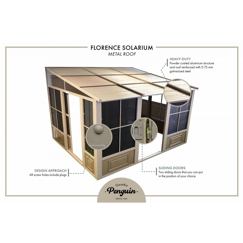 Gazebo Penguin Florence 10x16 Metal Roof - Gray (W1610MR-32)