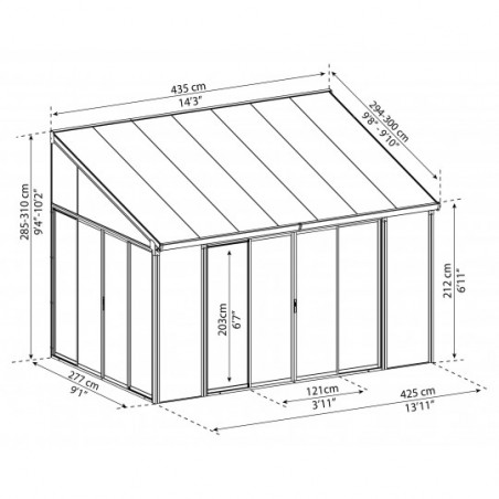 Palram - Canopia SanRemo 10' x 14' Patio Enclosure Kit - Gray/Clear with Screen Doors (6) (HG9071)