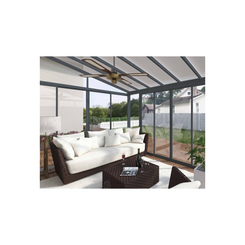 Palram - Canopia SanRemo 10' x 18' Patio Enclosure Kit - Gray/Clear with Screen Doors (6) (HG9072)