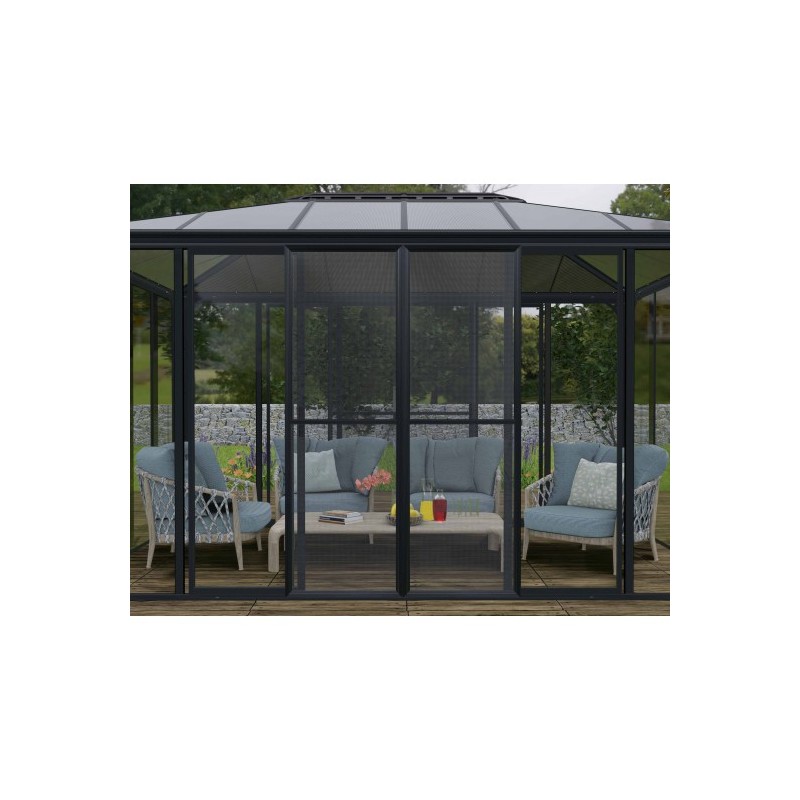 Palram - Canopia SanRemo 10' x 18' Patio Enclosure Kit - Gray/Clear with Screen Doors (6) (HG9072)