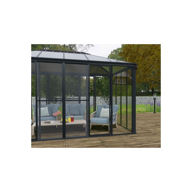 Palram - Canopia SanRemo 10' x 18' Patio Enclosure Kit - Gray/Clear with Screen Doors (6) (HG9072)