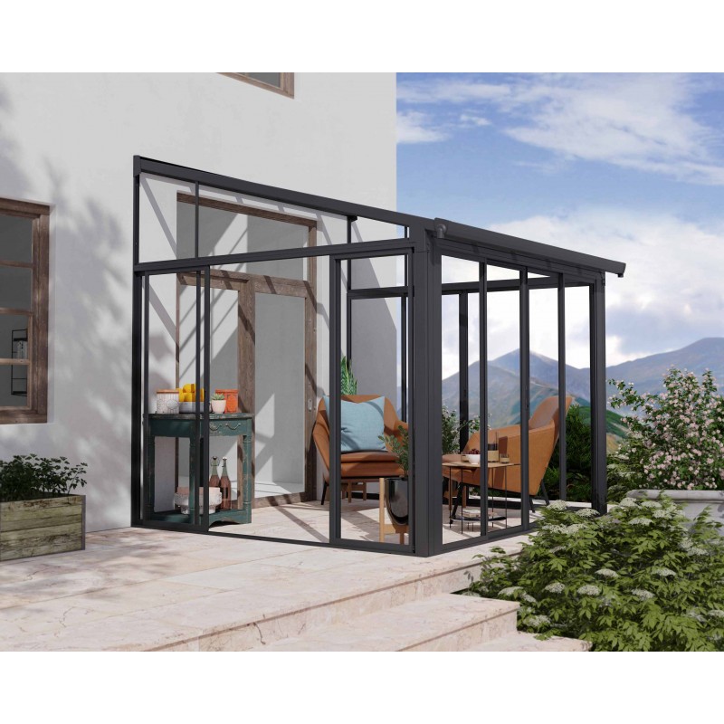 Palram - Canopia SanRemo 10' x 10' Patio Enclosure - Gray/Clear with Screen Doors (6) (HG9073)