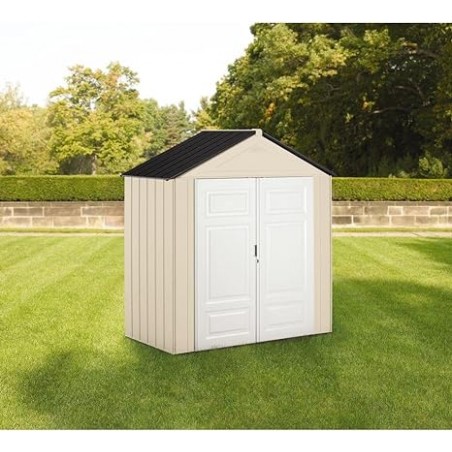 Rubbermaid 3 x 5 ft. Plastic, Resin and Polycarbonate Storage Shed, Beige  and Gray 