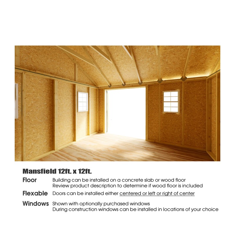 Best Barns Mansfield 12x12 Wood Storage Shed Kit (mansfield_1212)