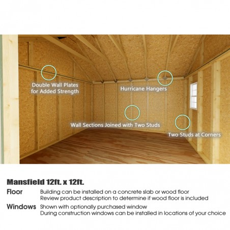 Best Barns Mansfield 12x12 Wood Storage Shed Kit (mansfield_1212)