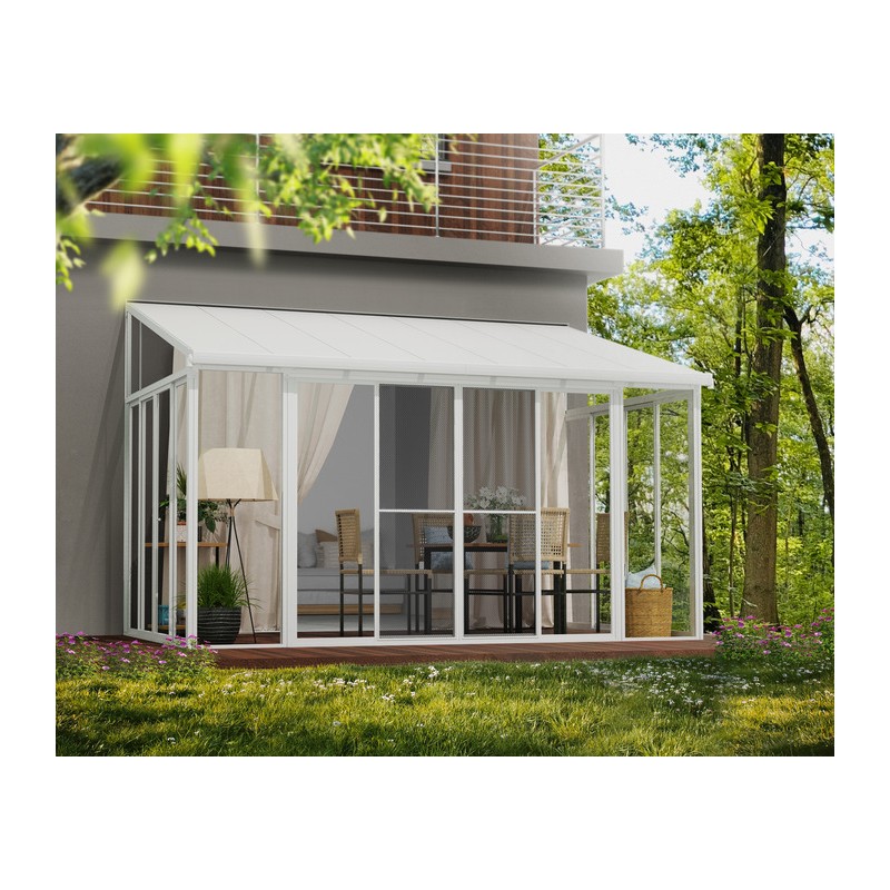 Palram - Canopia SanRemo 10' x 10' Patio Enclosure - White with Screen Doors (6) (HG9074)