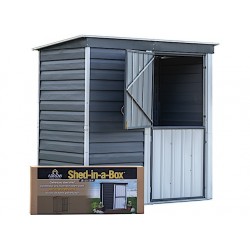 Arrow Shed-in-a-Box 6 x 4 Galvanized Steel Storage Shed-Charcoal/Cream (SBS64)