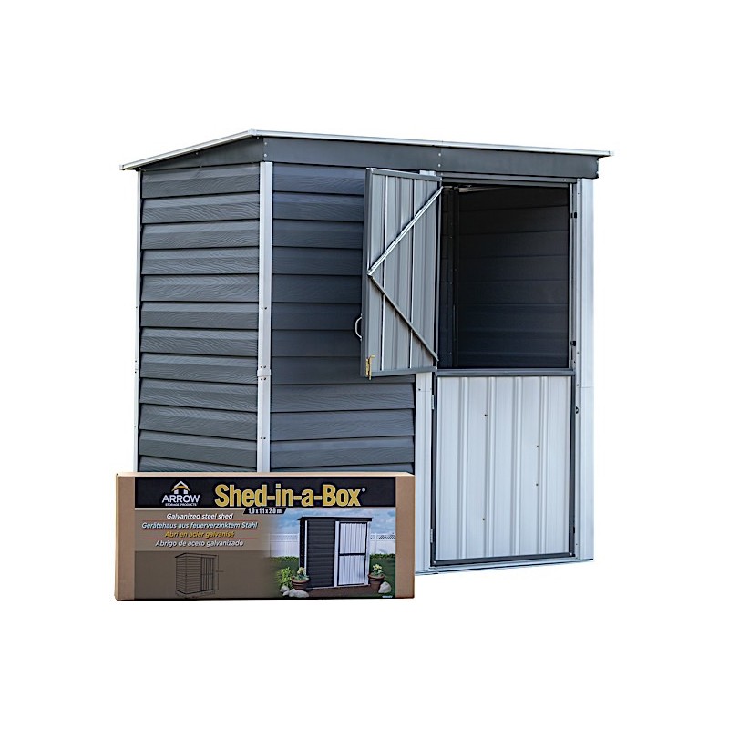 Arrow Shed-in-a-Box 6 x 4 Galvanized Steel Storage Shed-Charcoal/Cream (SBS64)