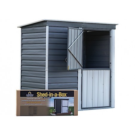 Arrow Shed-in-a-Box 6 x 4 Galvanized Steel Storage Shed-Charcoal/Cream (SBS64) Arrow Shed-in-a-Box 6 x 4 Galvanized Steel Storage Shed-Charcoal/Cream (SBS64)