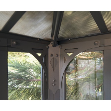 Palram - Canopia Ledro 10x14 Enclosed Gazebo Kit w/ Screen Doors - Gray/Bronze (HG9188)