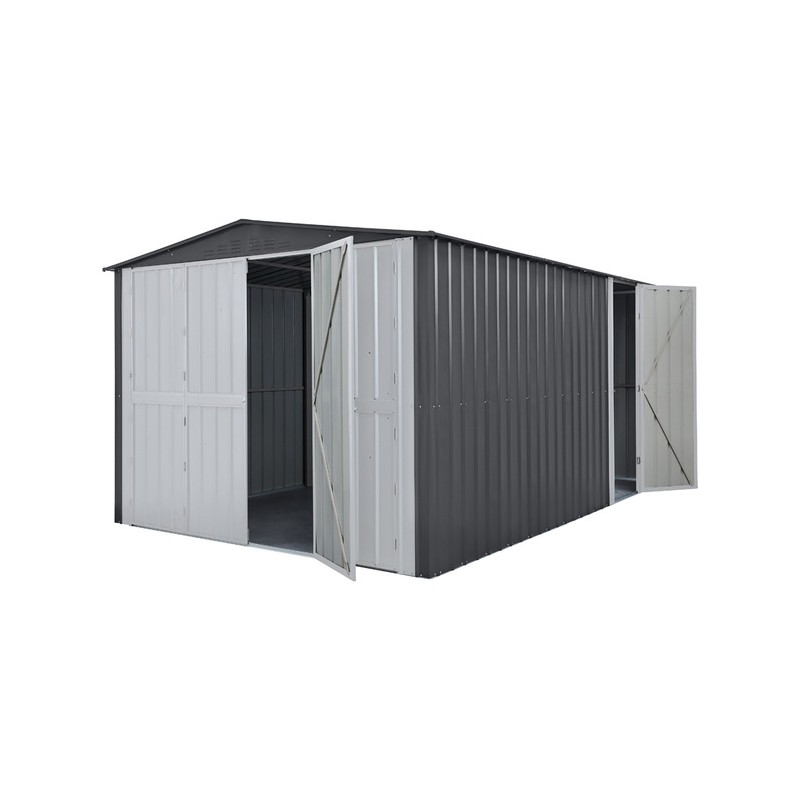 Globel 10x15 Metal Storage Shed kit w/ Bi-Fold Hinged Doors & Side Door (MGR2M1015DF3H)