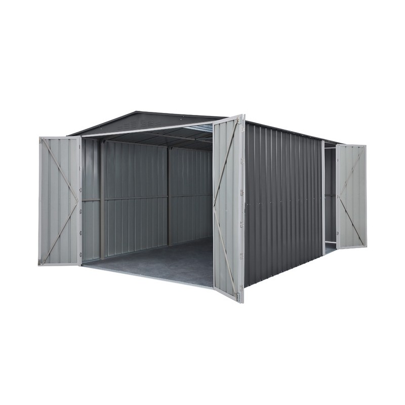 Globel 10x15 Metal Storage Shed kit w/ Bi-Fold Hinged Doors & Side Door (MGR2M1015DF3H)