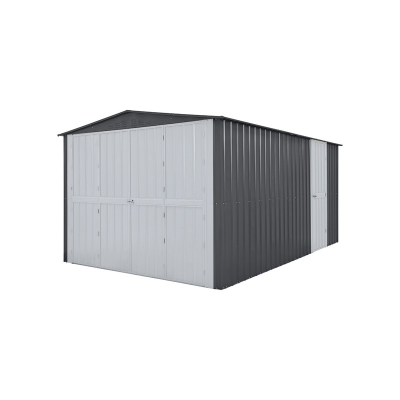 Globel 10x15 Metal Storage Shed kit w/ Bi-Fold Hinged Doors & Side Door (MGR2M1015DF3H)