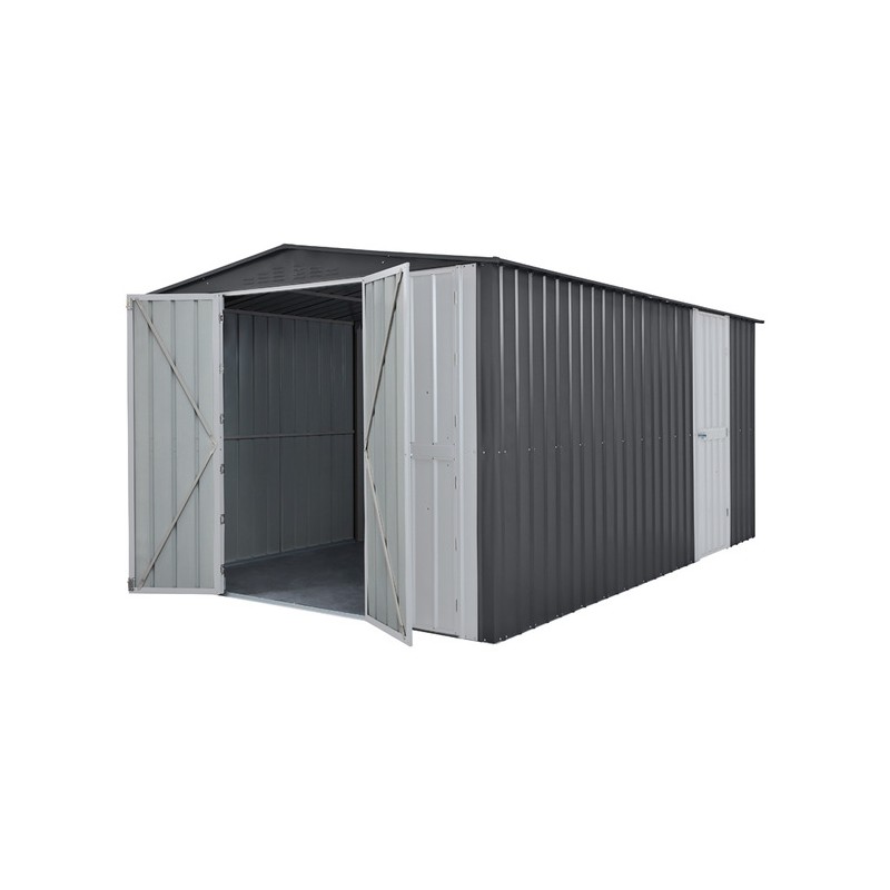 Globel 10x15 Metal Storage Shed kit w/ Bi-Fold Hinged Doors & Side Door (MGR2M1015DF3H)
