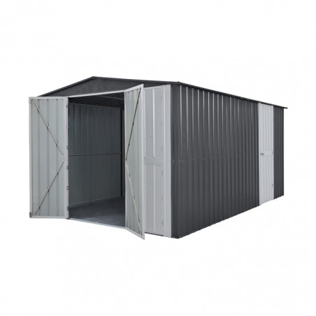 Globel 10x15 Metal Storage Shed kit w/ Bi-Fold Hinged Doors & Side Door (MGR2M1015DF3H)