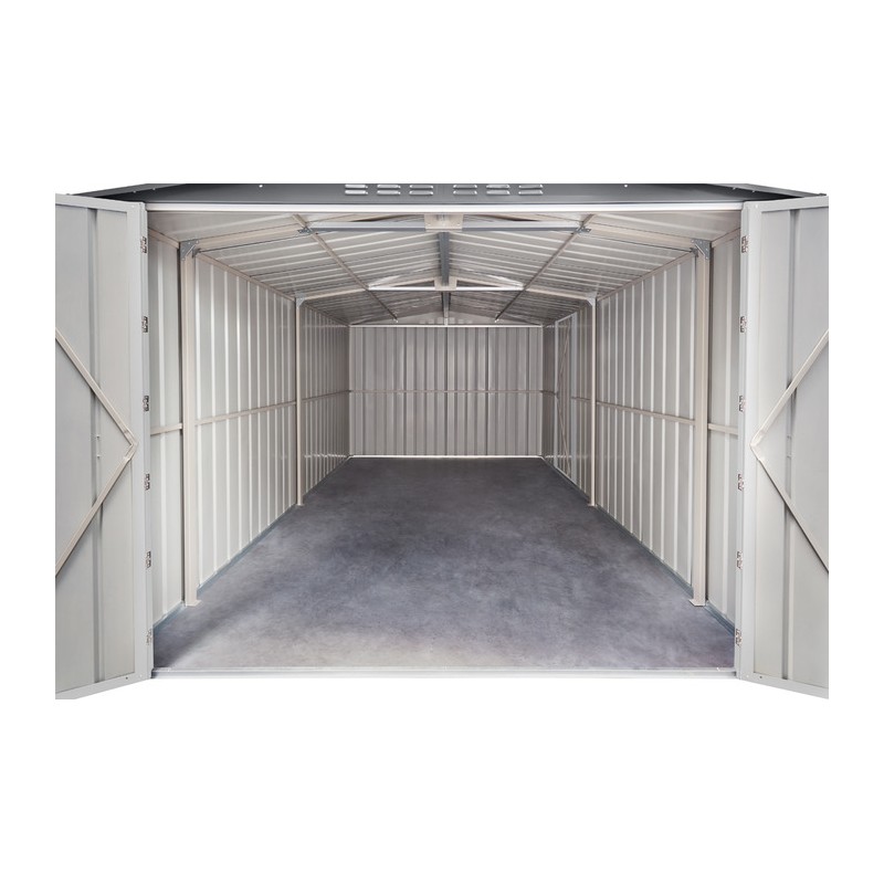 Globel 10x15 Metal Storage Shed kit w/ Bi-Fold Hinged Doors & Side Door (MGR2M1015DF3H)