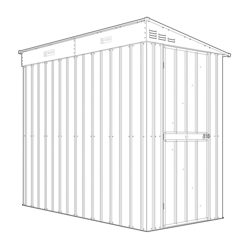 Globel 4x8 Metal Storage Lean-To Shed Single Hinged Door (ML48DF3H)
