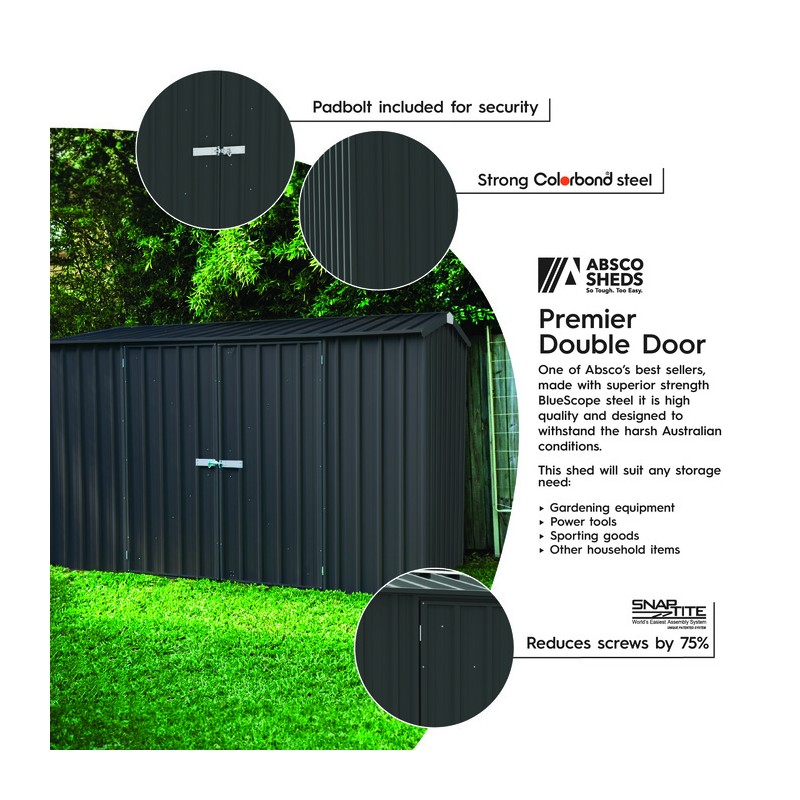 Absco Premier 10' x 5' Metal Storage Shed Kit - Monument (AB1003)